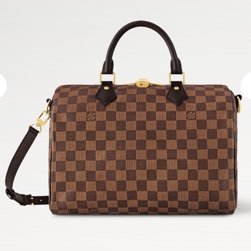 Louis Vuitton Brown Damier Ebene Satchel with Dark Brown Trim and Gold Hardware - Picture 4 of 13